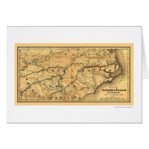Seaboard & Raleigh Railroad Map 1874 Greeting Cards