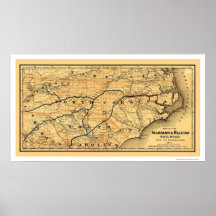 Seaboard & Raleigh Railroad Map 1874 Posters