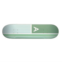 Seafoam, Sage Green, & Baby Blue Stripes Skate Board Deck