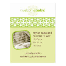 Seagrass Delight Birth Announcement Postcard