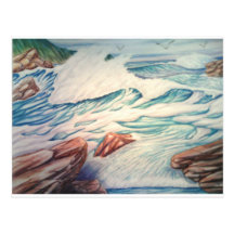 seagulls above the surf postcards