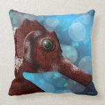 Seahorse (blue) throw pillow