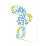 Seahorse dusk blue, lime green and seaweed posters