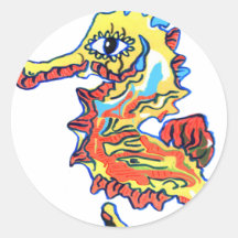 SEAHORSE ROUND STICKERS