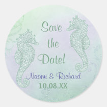 Seahorse Sparkle Wedding -  Save the Date stickers