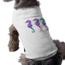 Seahorses in Blue Purple and Green Dog Clothes