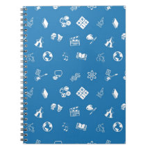 Seamless education or topics background spiral notebook