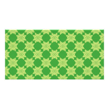 Seamless green leafy pattern photo card template