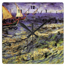 Seascape at Saintes-Maries by Vincent van Gogh Square Wallclock