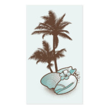 seashells and palmtree 1 blue business card
