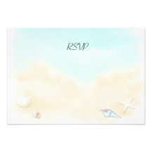 Seashells on the Beach  Wedding RSVP Custom Announcements