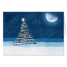 Season Greeting Holiday Card with tree