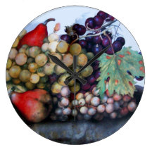 SEASON'S FRUITS / GRAPES AND PEARS WALL CLOCKS