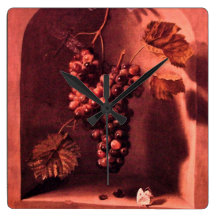 SEASON'S FRUITS - PROSPERITY ,Antique red,pink Square Wall Clocks