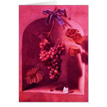 SEASON'S FRUITS -PROSPERITY brown fuchsia pink red Greeting Cards