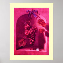 SEASON'S FRUITS -PROSPERITY pink antique red cream Posters