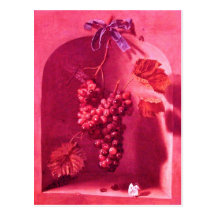 SEASON'S FRUITS PROSPERITY pink fuchsia purple red Post Card
