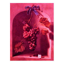 SEASON'S FRUITS PROSPERITY pink fuchsia purple red Post Card