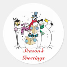 Season's Greetings, Caroling Snowmen Stickers