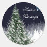 Season's Greetings Holiday Card Envelope Seals Round Sticker