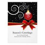Season's Greetings Ornament And Ribbon Flat Card invitations