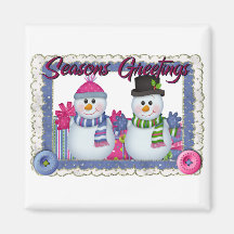 Seasons Greetings snowman magnet