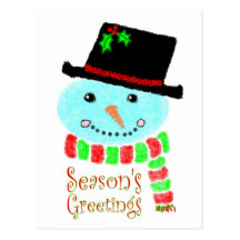 Seasons Greetings Snowman Post Cards