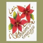 Season's Greetings w Poinsettias Christmas Party invitations