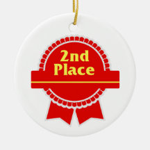 Second Place Red & Gold Ribbon Christmas Ornaments