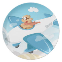 Secret agent Boo flying a plane Plate
