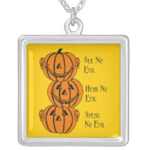See No, Hear No, Speak No Evil Pumpkins Necklace