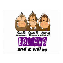 See Speak Hear No Alzheimers Disease 3 Post Cards