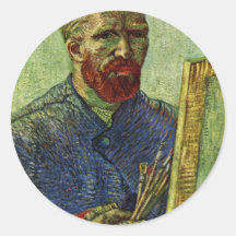 Self-Portrait Before Easel By Vincent Van Gogh Round Stickers