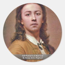 Self-Portrait In A Red Coat By Mengs Anton Raphael Sticker