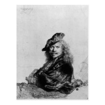Self portrait leaning on a stone sill, 1639 postcards
