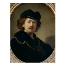 Self Portrait with Hat and Gold Chain, 1633 Post Cards