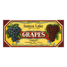 Seneca Lake Grapes, Vintage Fruit Crate Label Art Rack Card Template