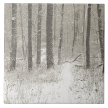 Sepia Snow Scene Tile