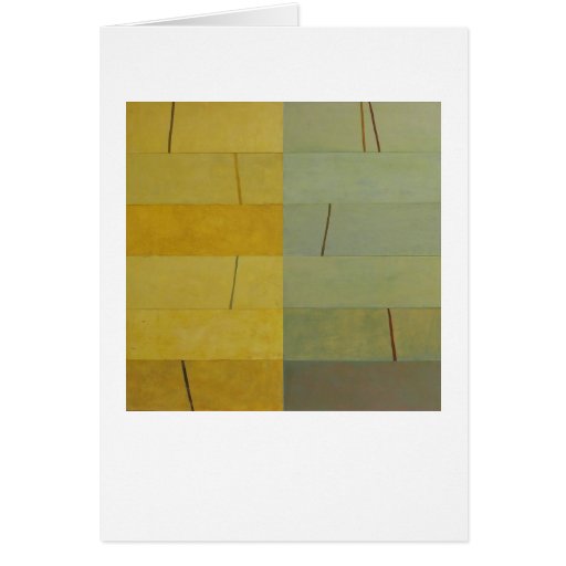 Serene yellow green square modern art greeting cards