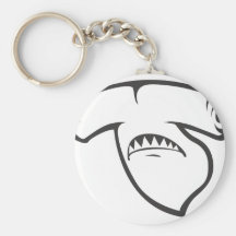 Serious Hammerhead Shark Fish in Black Keychain