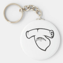 Serious Hammerhead Shark Fish in Black Keychain