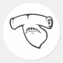 Serious Hammerhead Shark Fish in Black Sticker