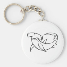 Serious Hammerhead Shark in Black and White Key Chains