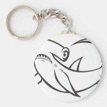 Serious Hammerhead Shark in Black and White Keychain