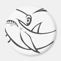 Serious Hammerhead Shark in Black and White Magnets