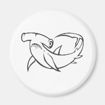 Serious Hammerhead Shark in Black and White Magnet