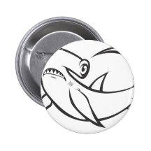 Serious Hammerhead Shark in Black and White Pin