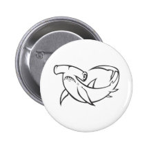 Serious Hammerhead Shark in Black and White Pins
