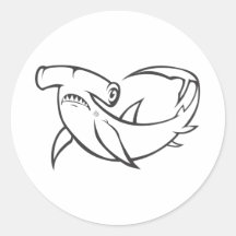 Serious Hammerhead Shark in Black and White Sticker