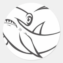Serious Hammerhead Shark in Black and White Stickers